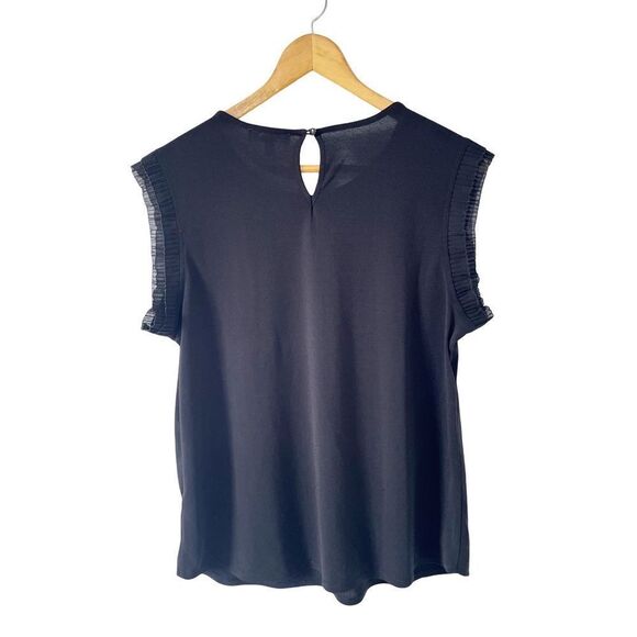 Faith and Joy Black Ruffle Drop Shoulder Blouse - Picture 2 of 6